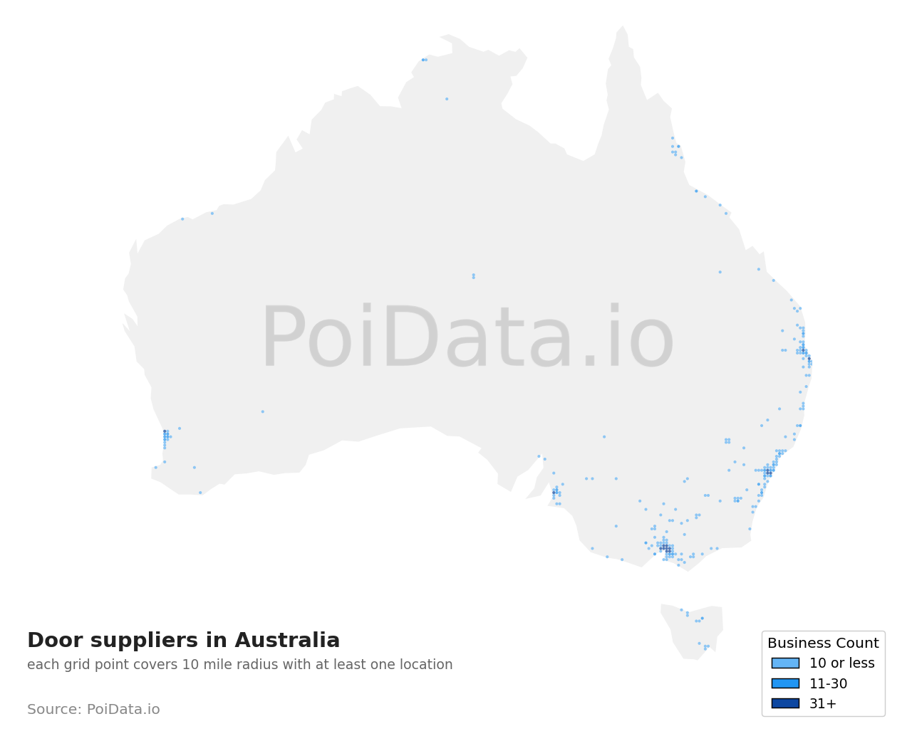 Door supplier density map for Australia
