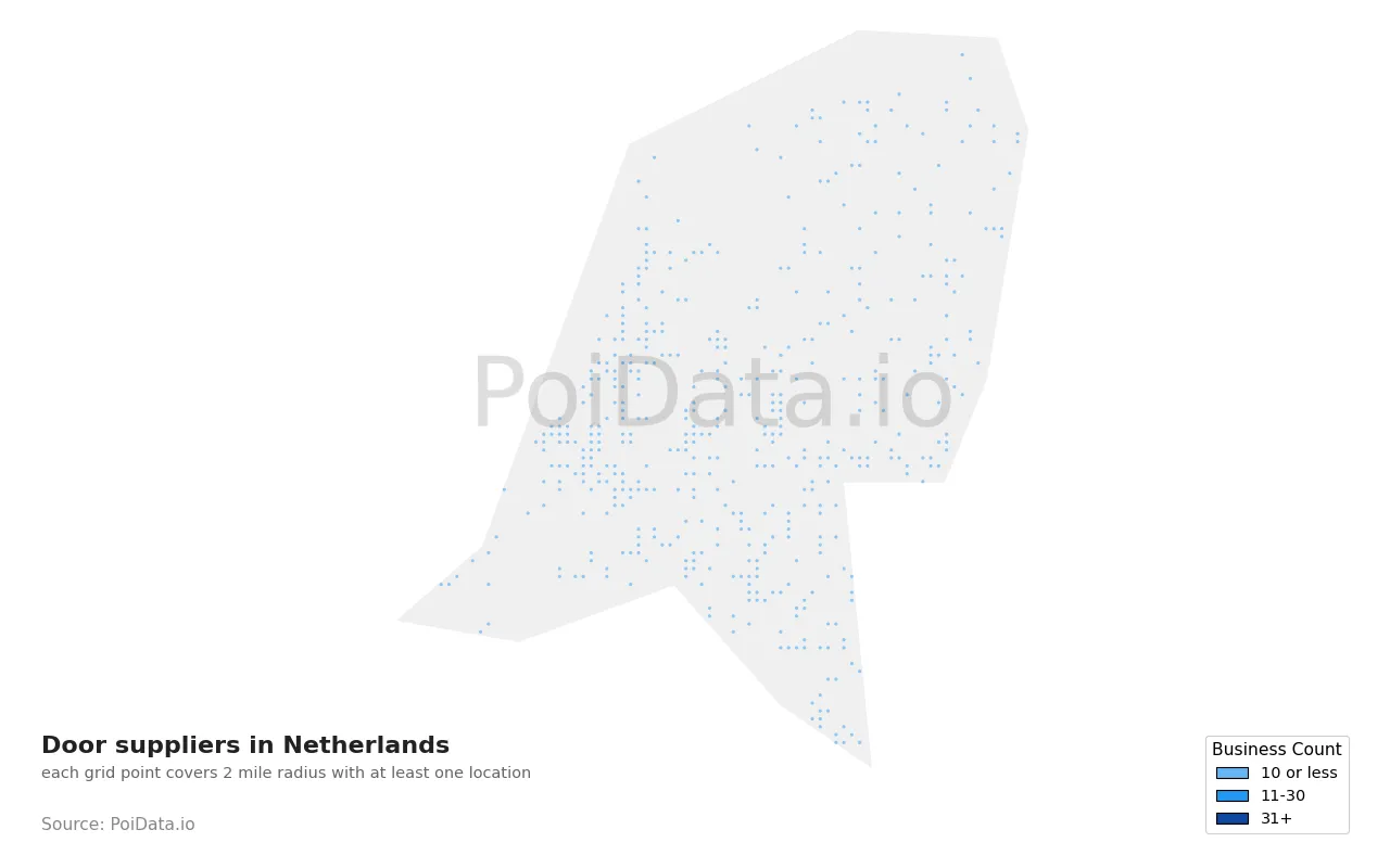 Door supplier density map for Netherlands