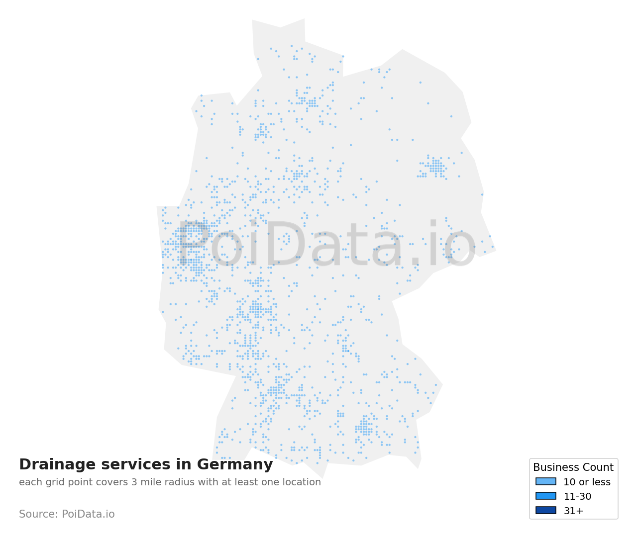 Drainage service density map for Germany