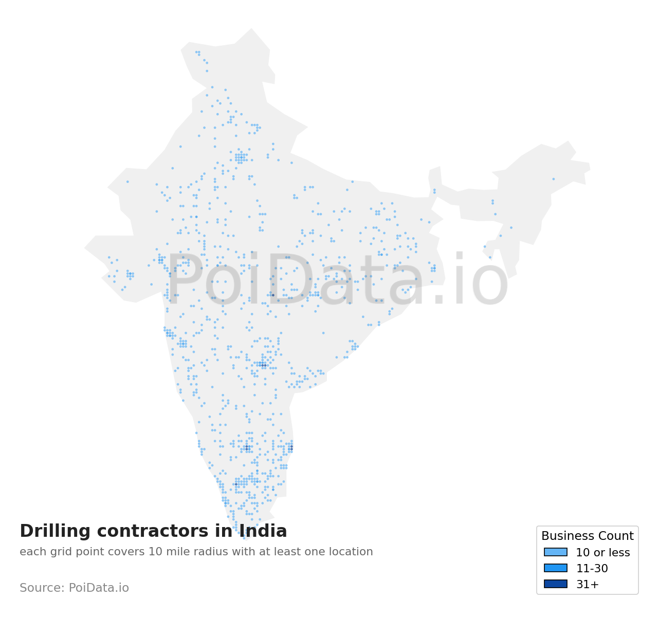 Drilling contractor density map for India