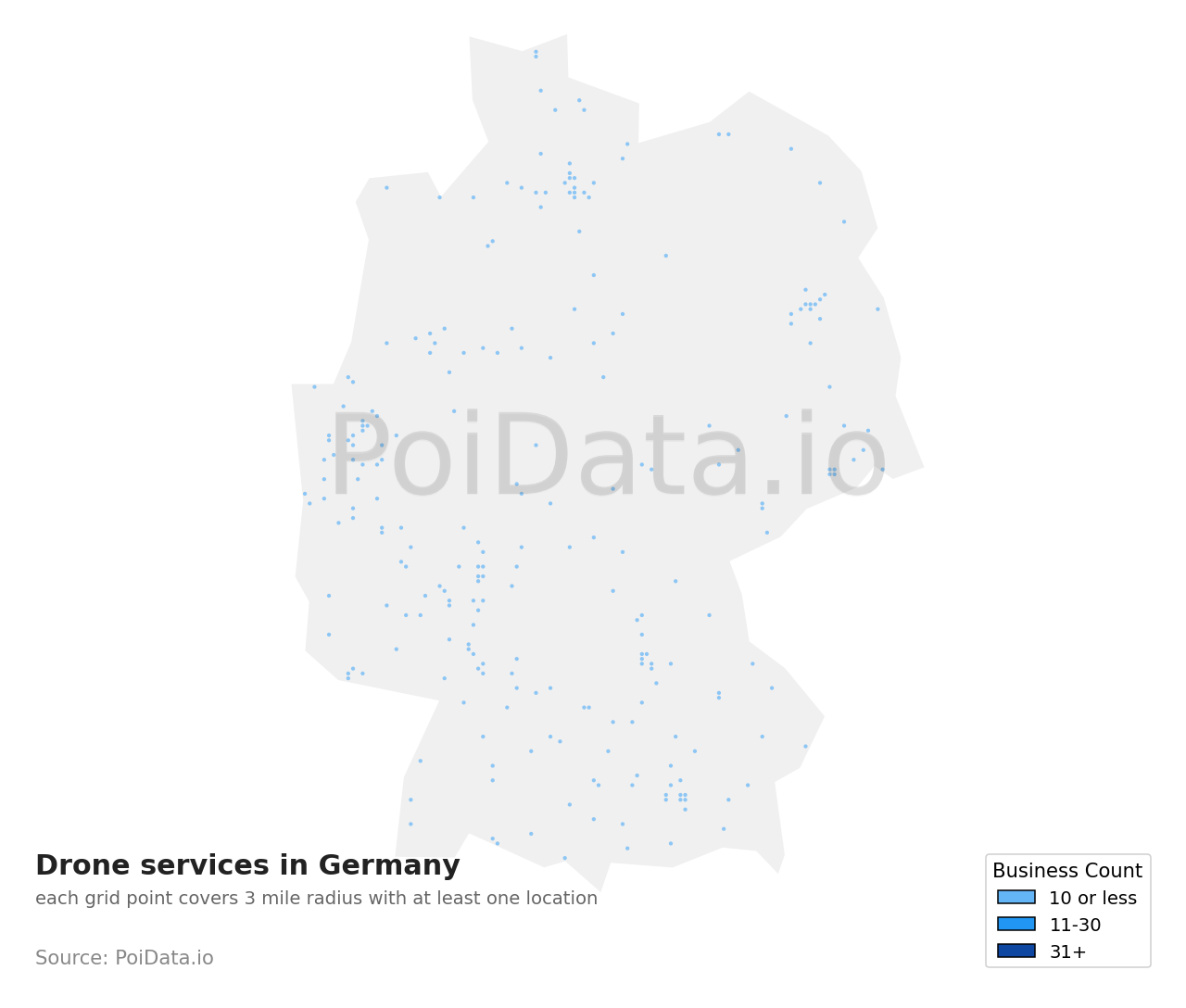 Drone service density map for Germany