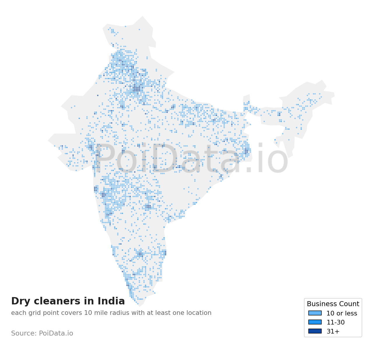 Dry cleaner density map for India
