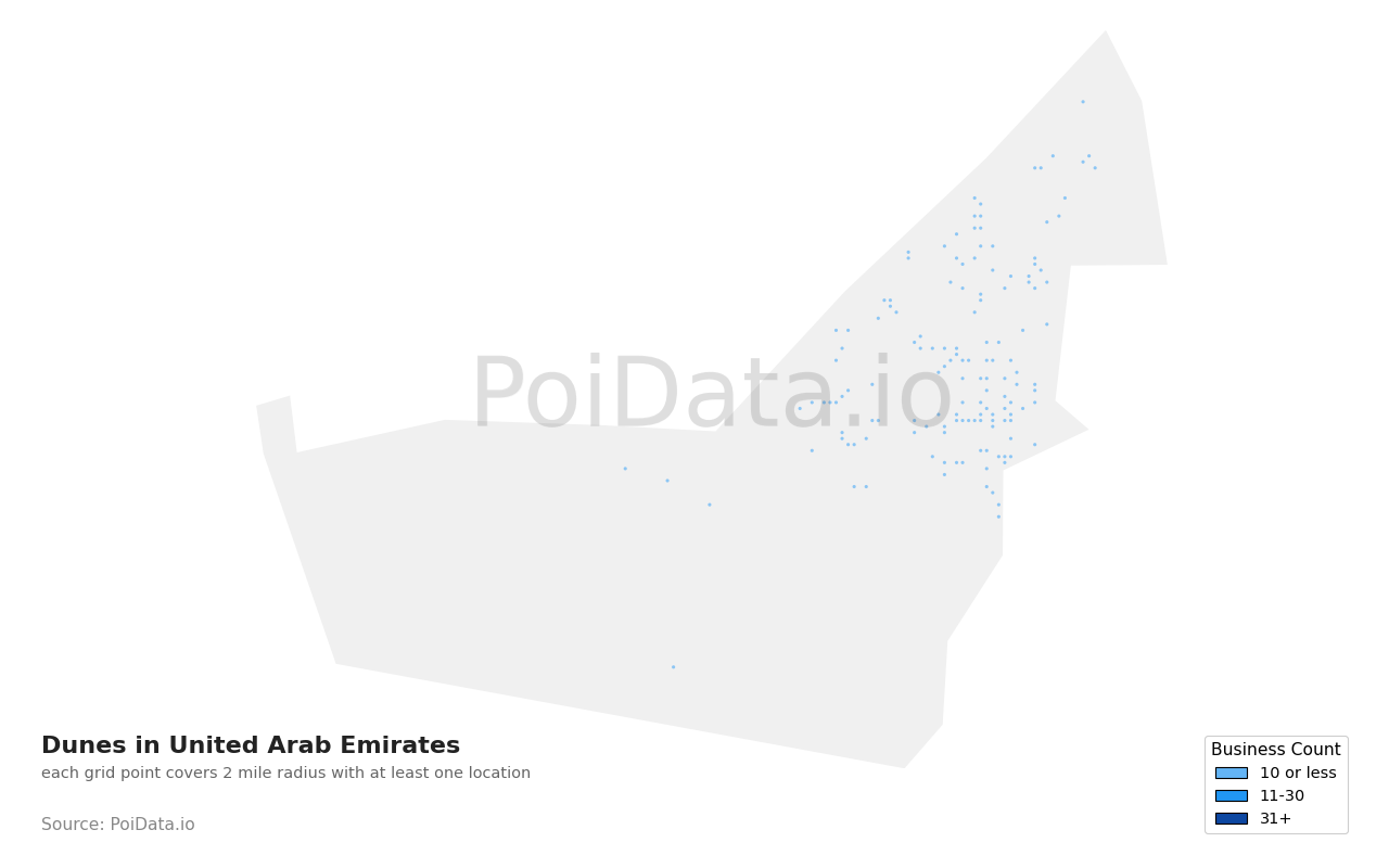 Dune density map for United Arab Emirates
