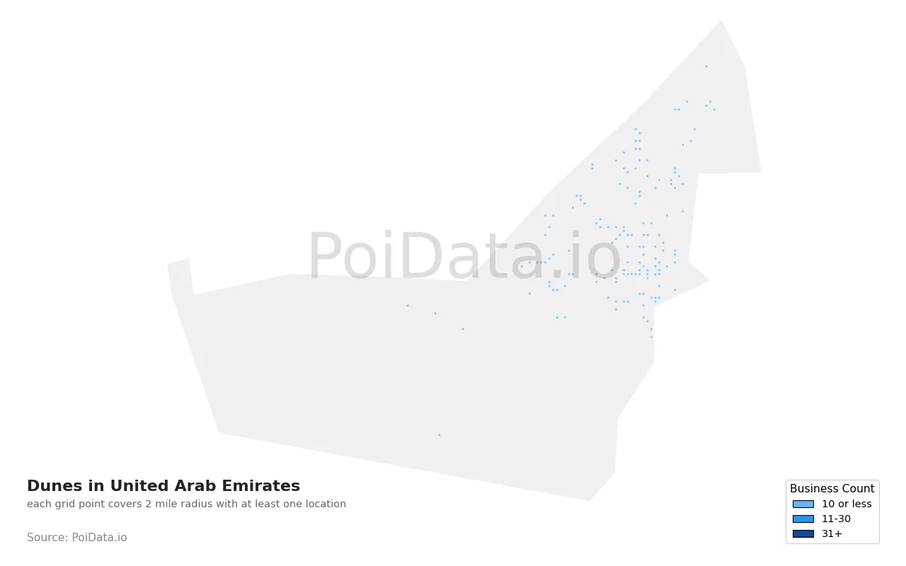 Dune density map for United Arab Emirates