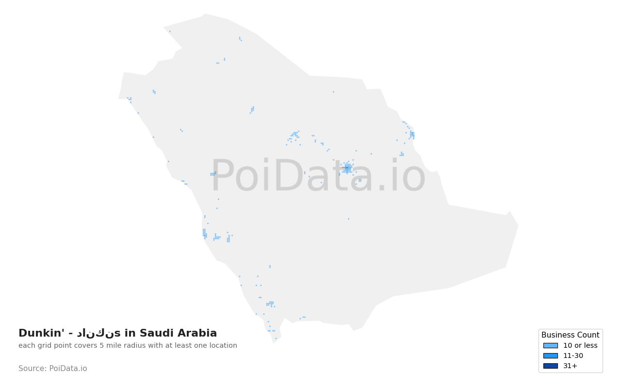 Dunkin' - دانكن density map for Saudi Arabia