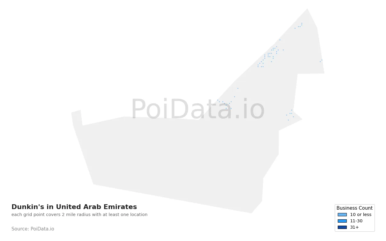 Dunkin' density map for United Arab Emirates