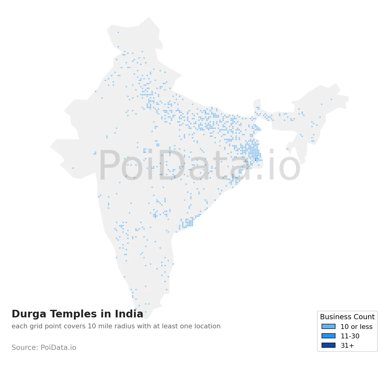 Durga Temple density map for India