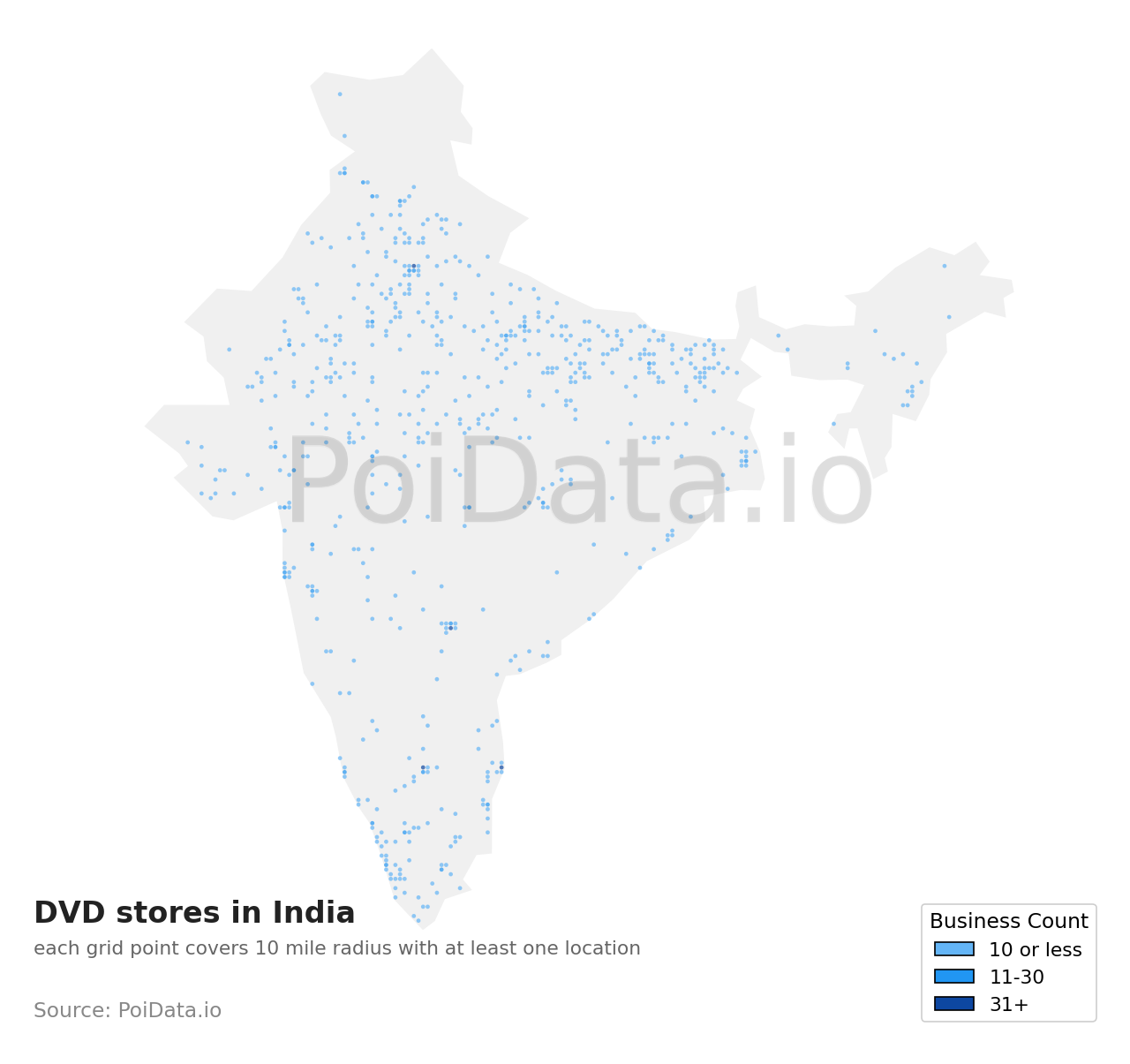 DVD store density map for India
