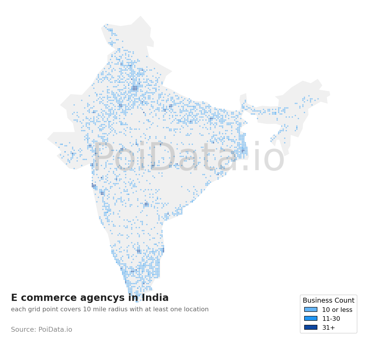 E commerce agency density map for India