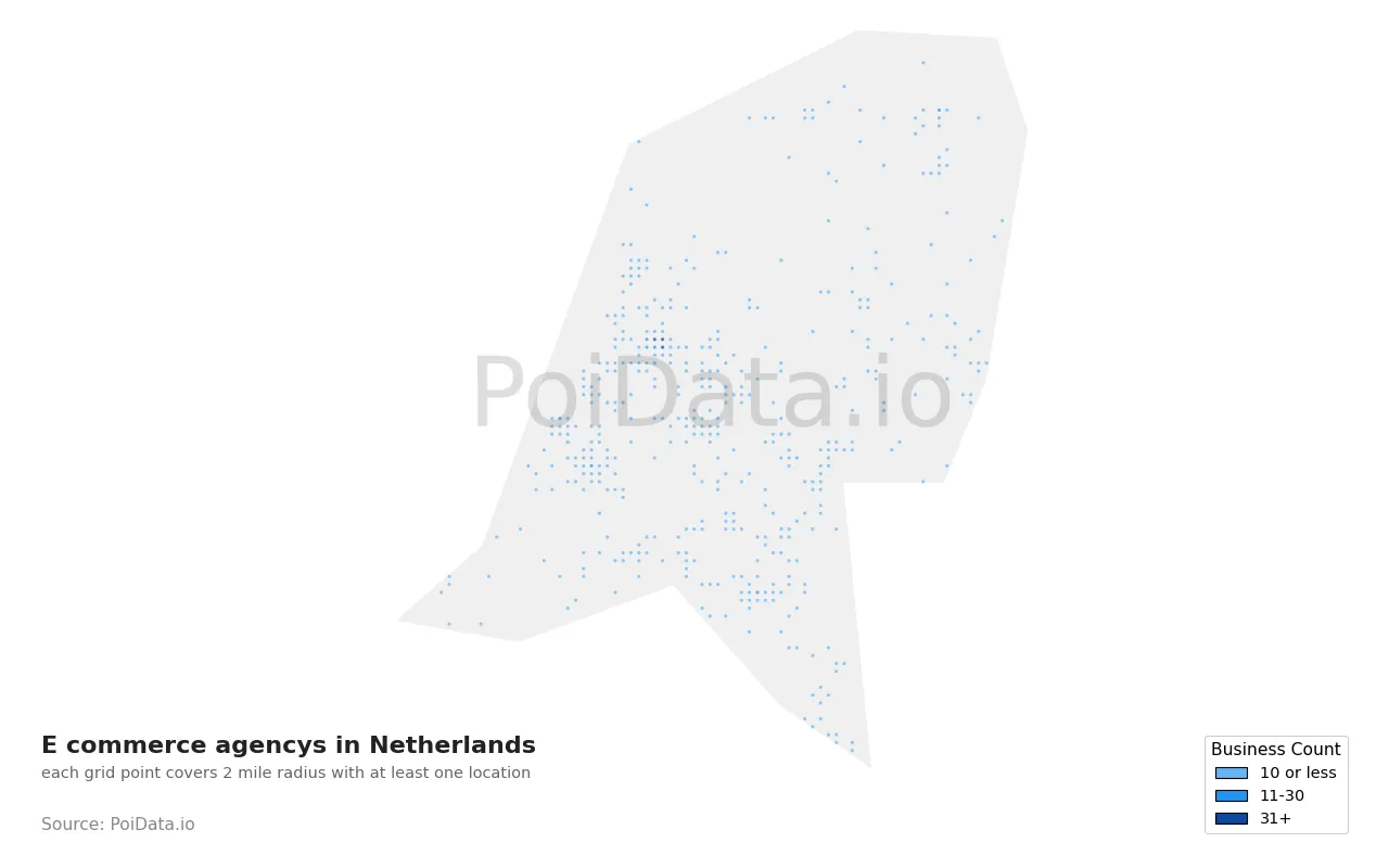 E commerce agency density map for Netherlands