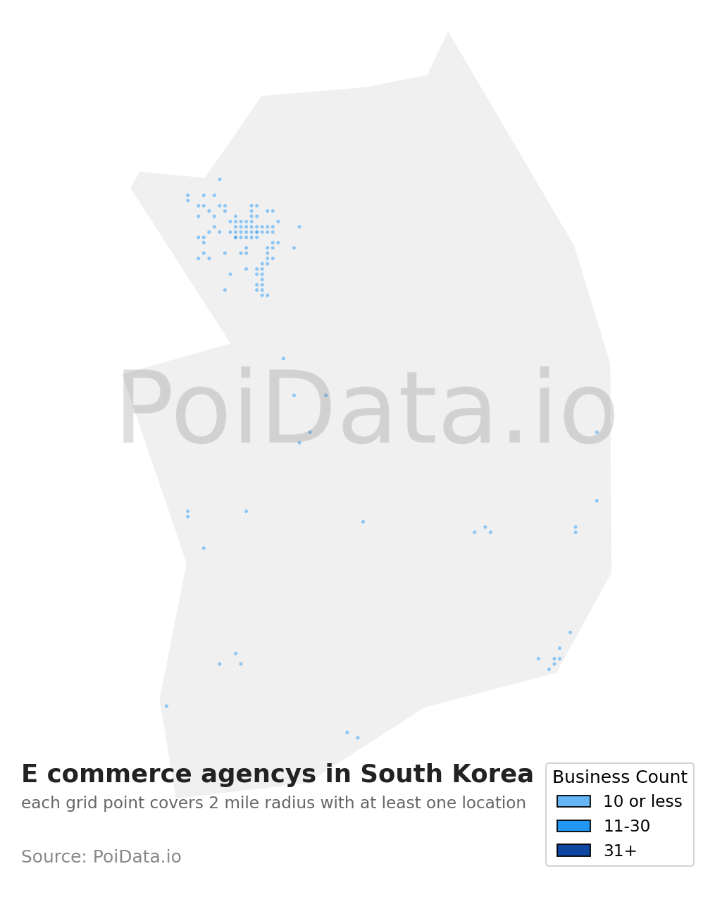 E commerce agency density map for South Korea