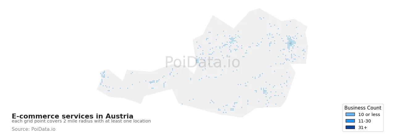 E-commerce service density map for Austria