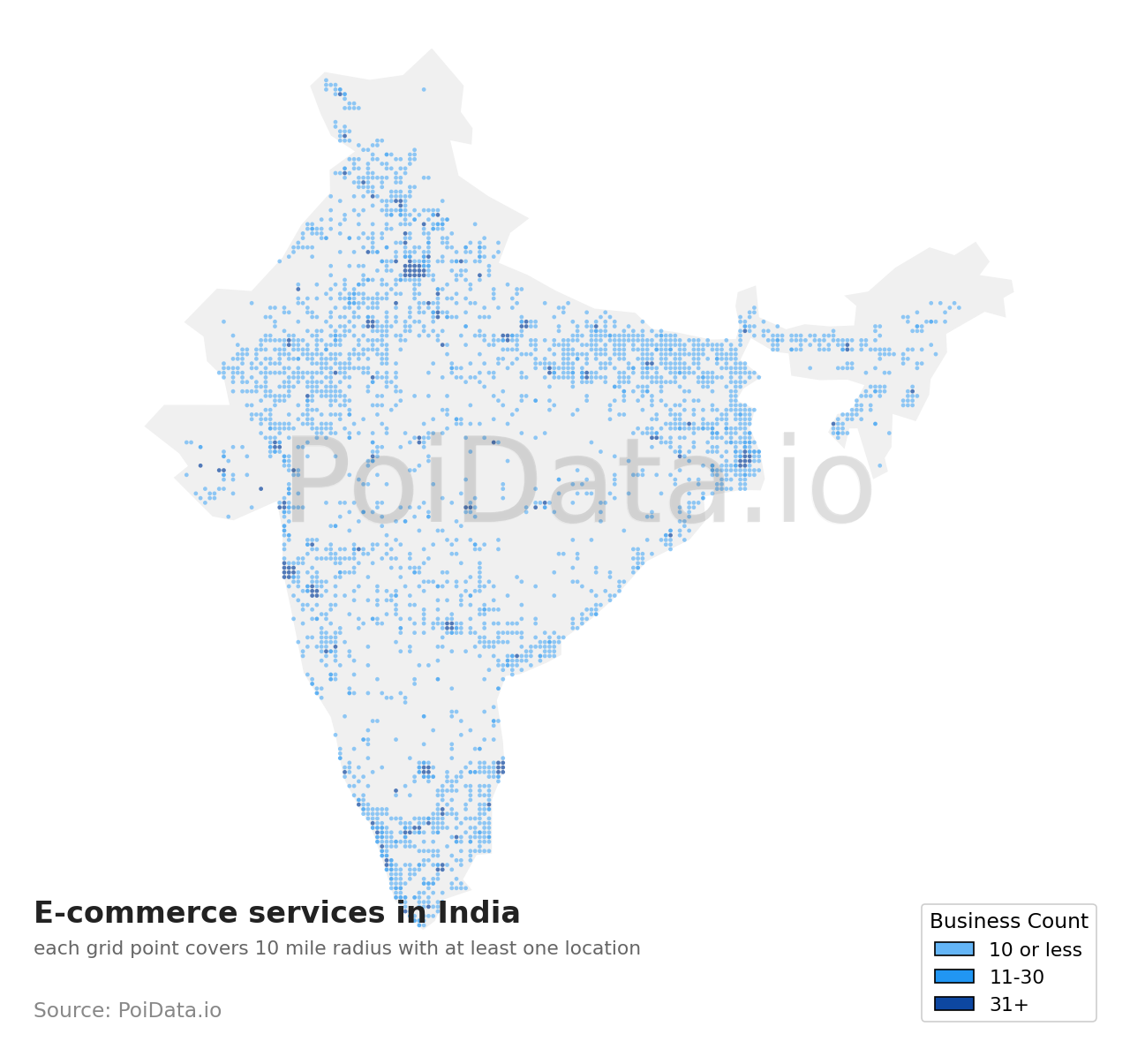 E-commerce service density map for India