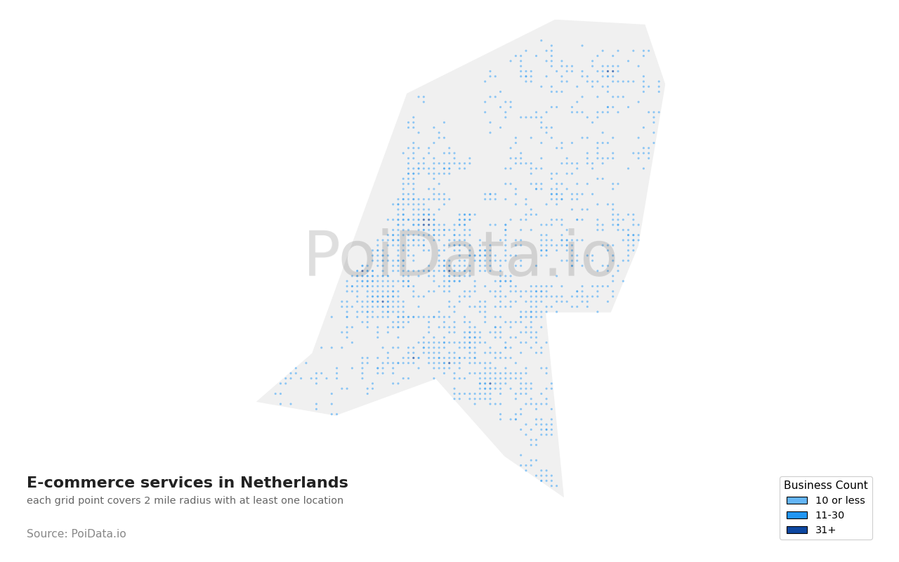 E-commerce service density map for Netherlands