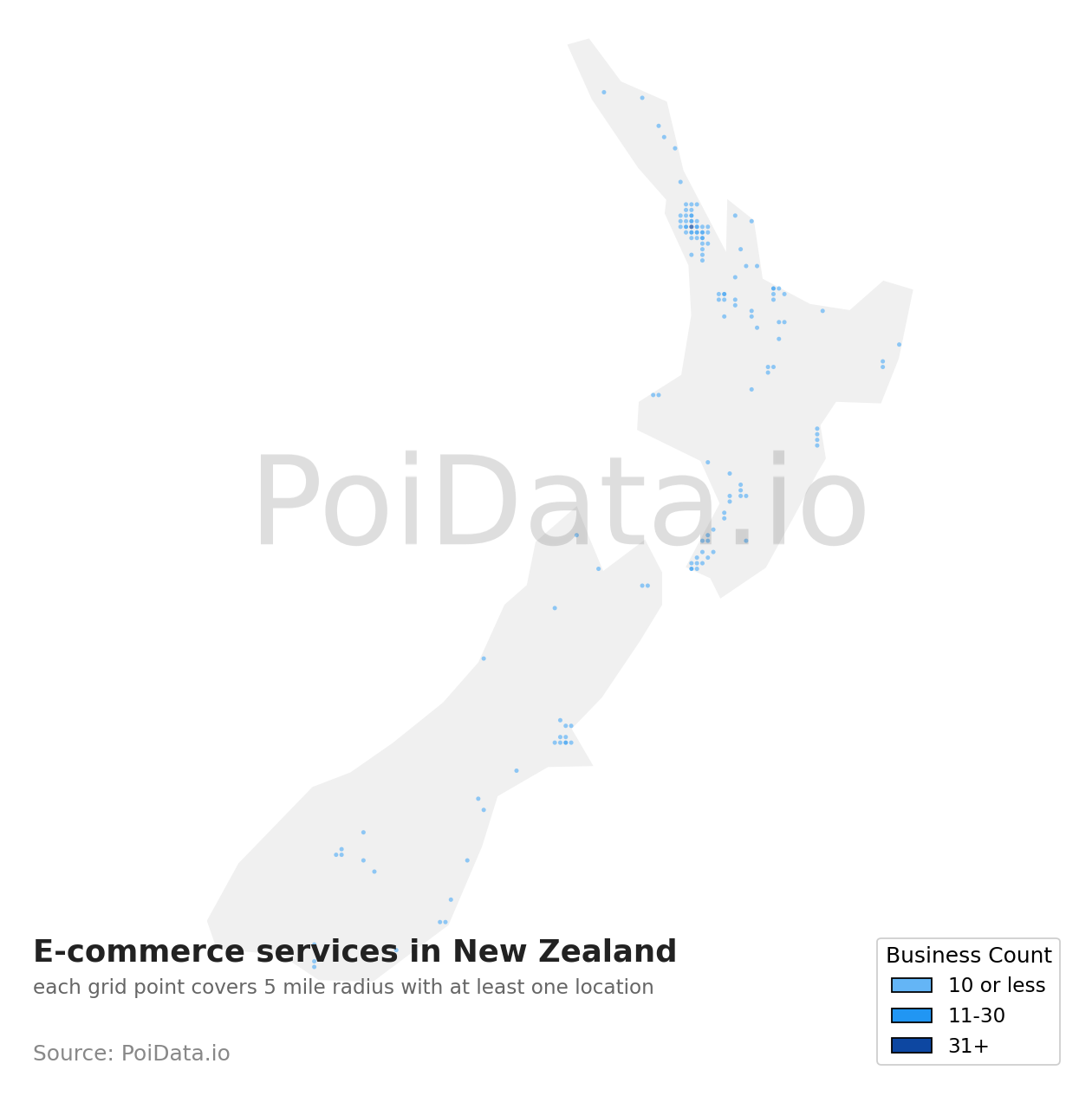 E-commerce service density map for New Zealand
