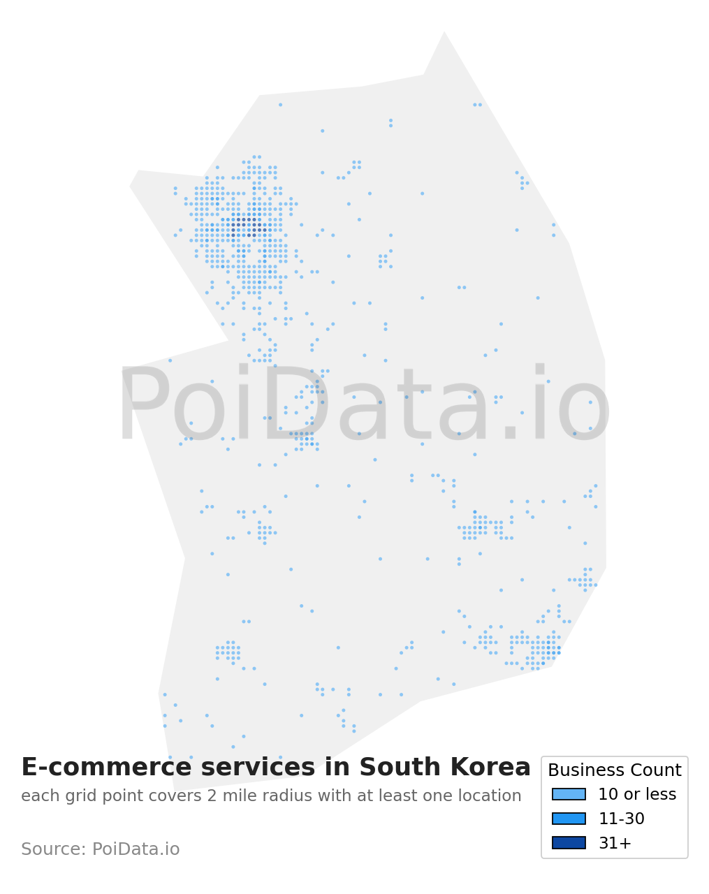 E-commerce service density map for South Korea