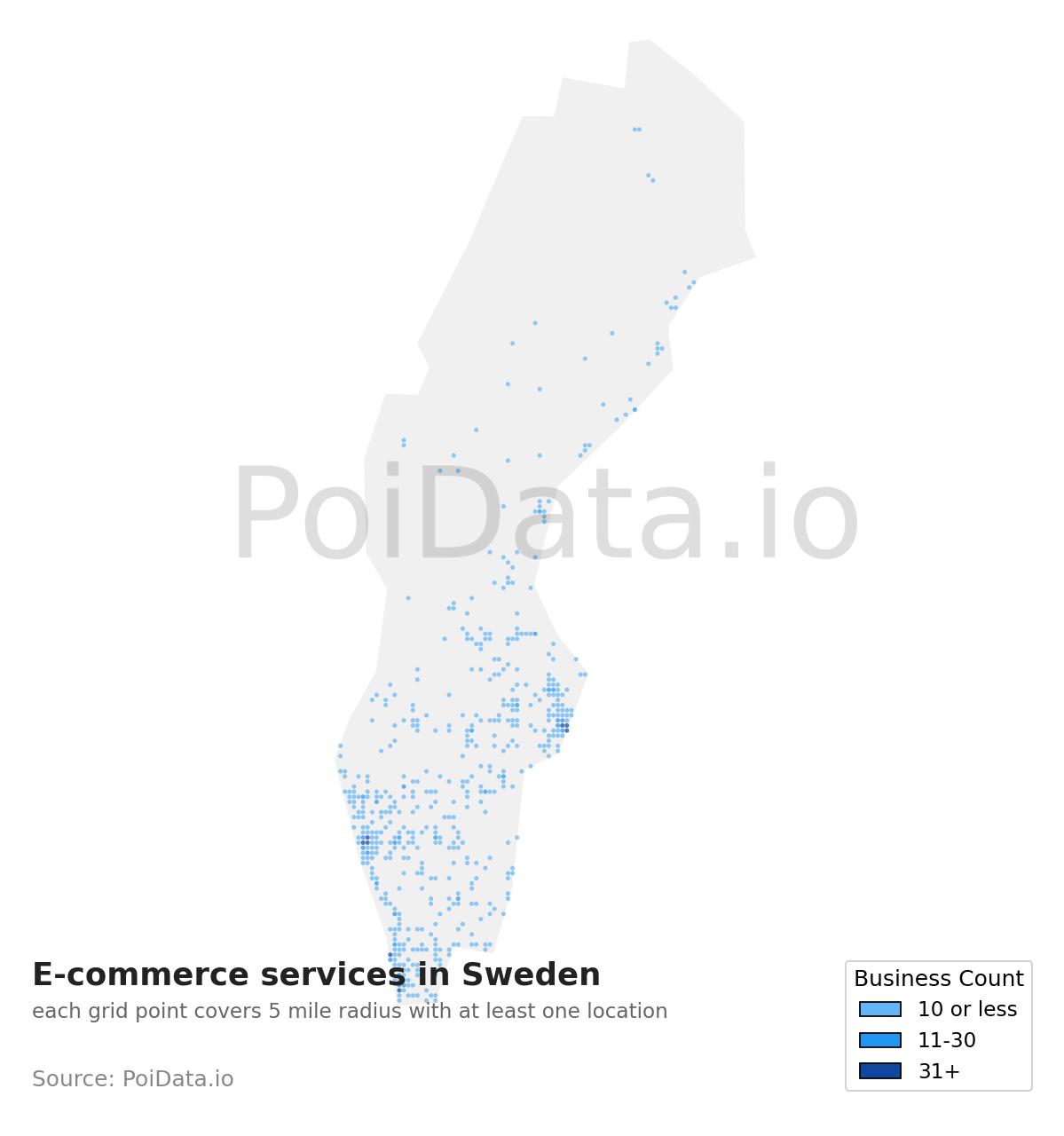 E-commerce service density map for Sweden