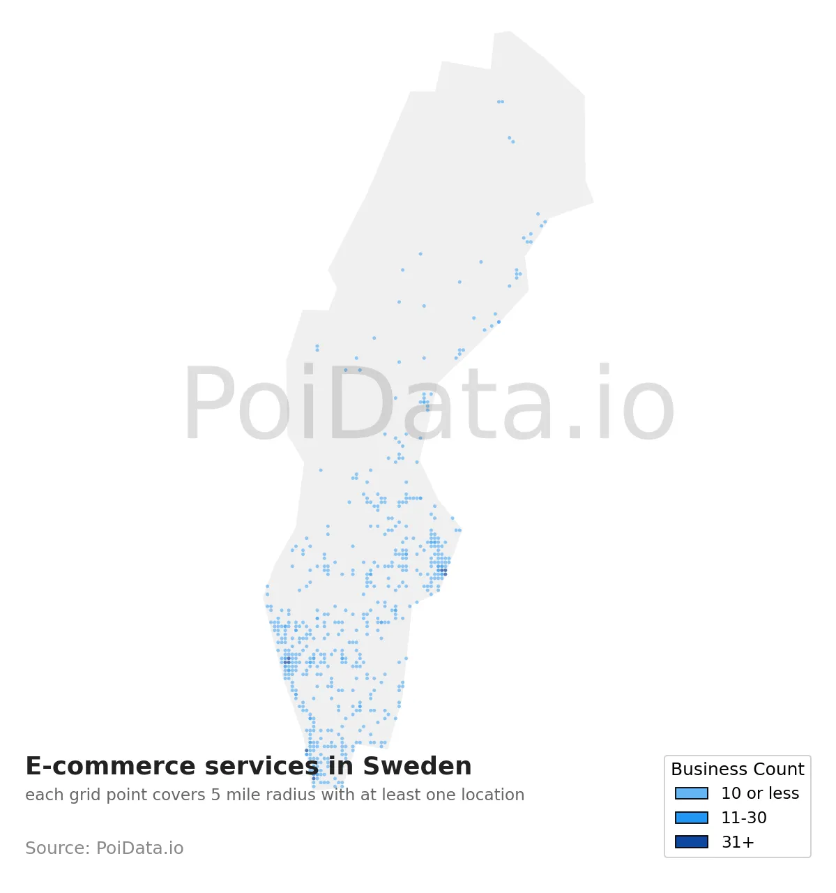 E-commerce service density map for Sweden