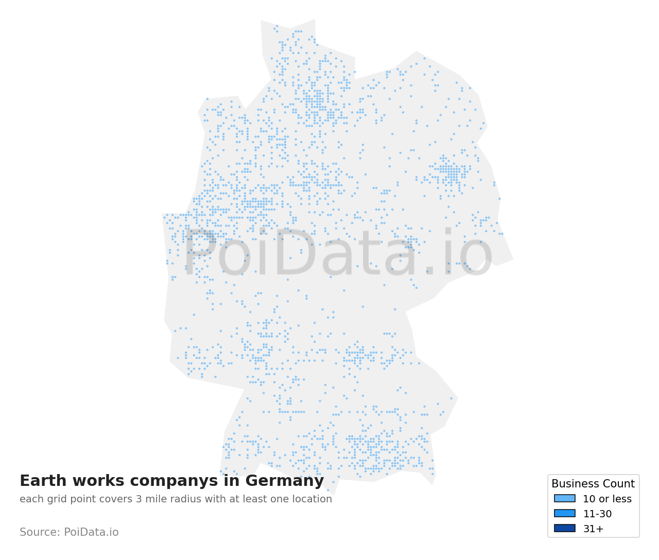 Earth works company density map for Germany