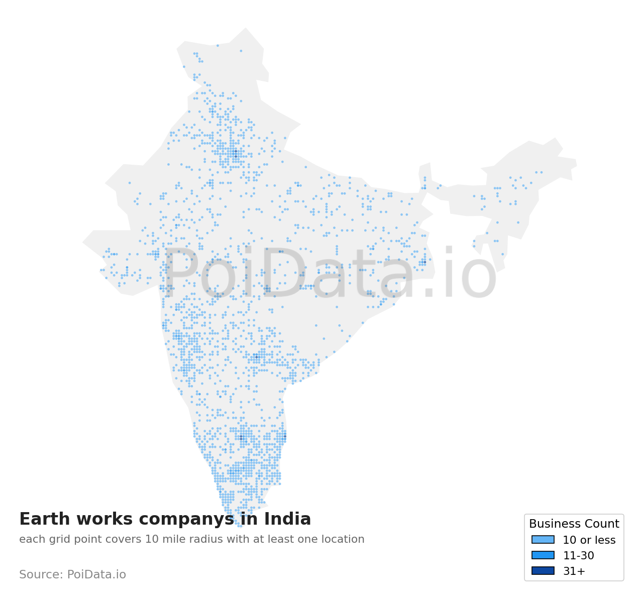 Earth works company density map for India