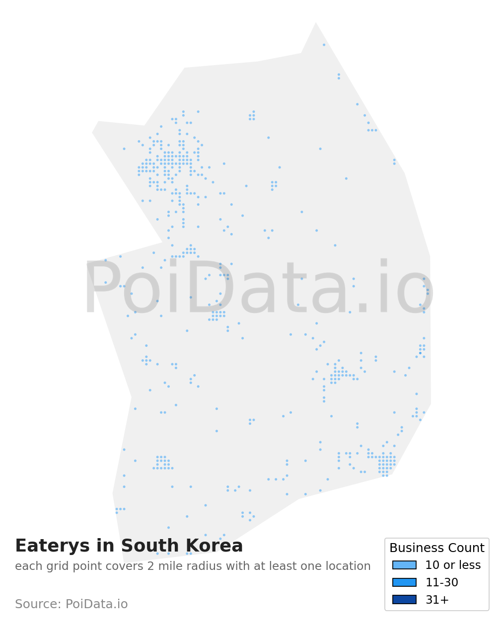 Eatery density map for South Korea