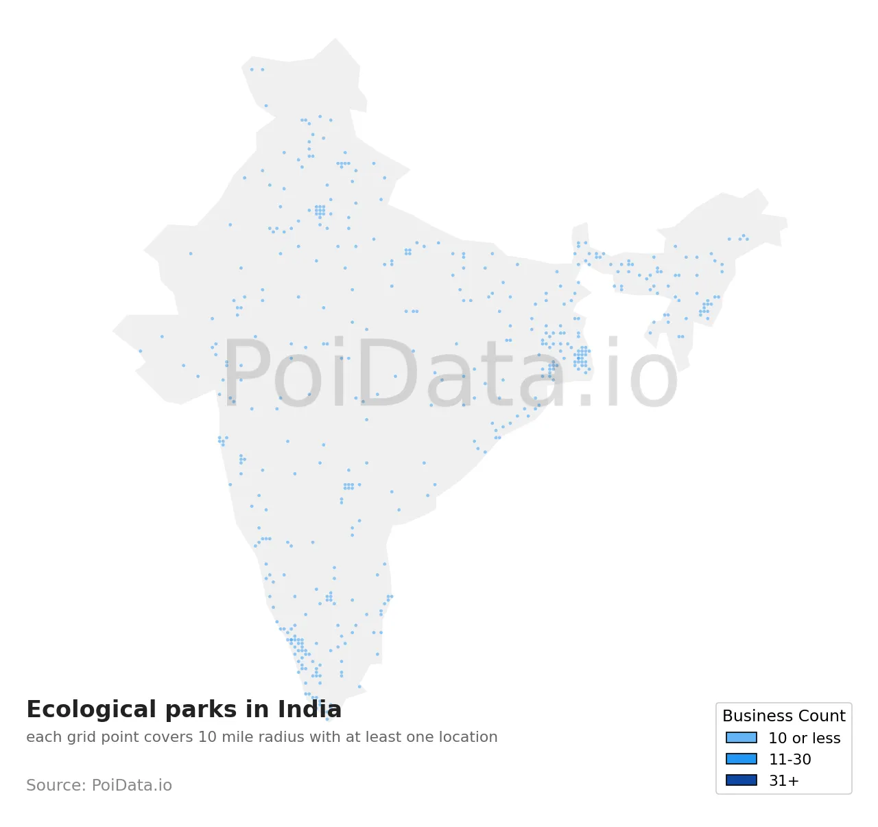 Ecological park density map for India