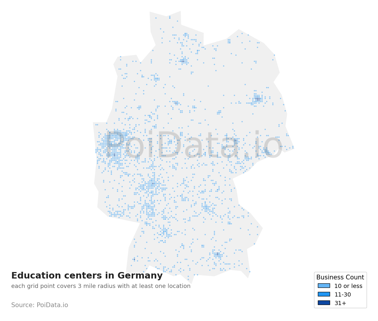 Education center density map for Germany