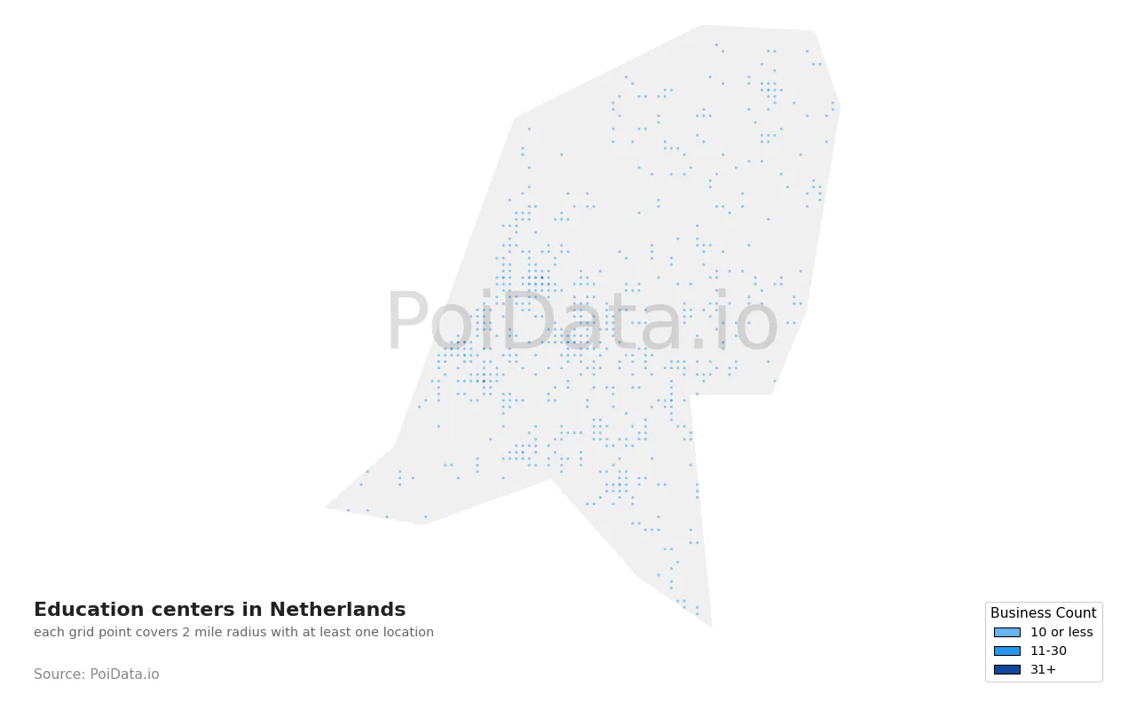 Education center density map for Netherlands