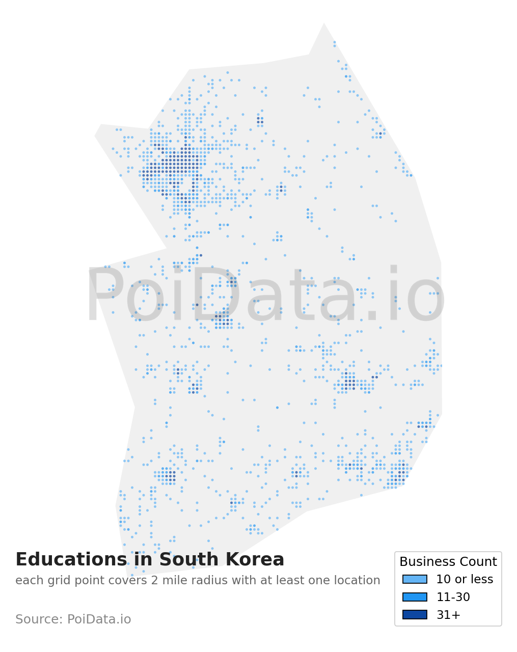Education density map for South Korea