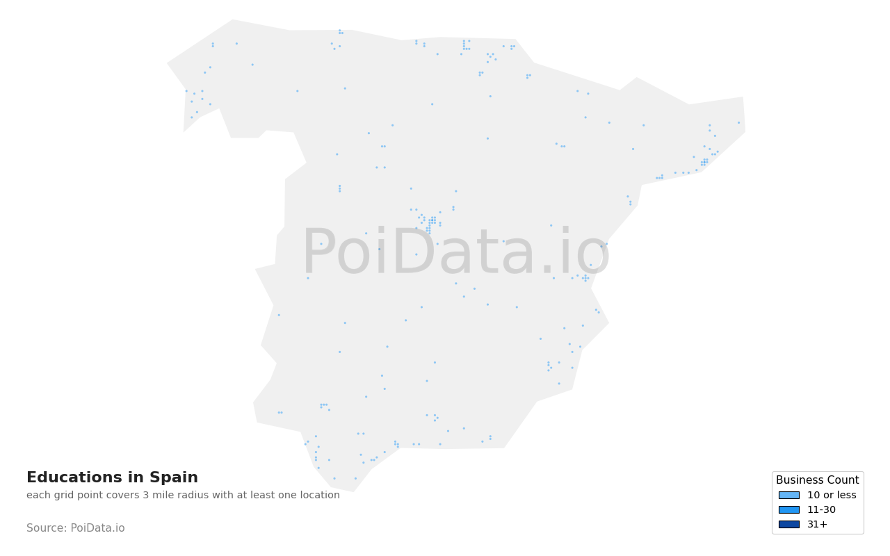 Education density map for Spain