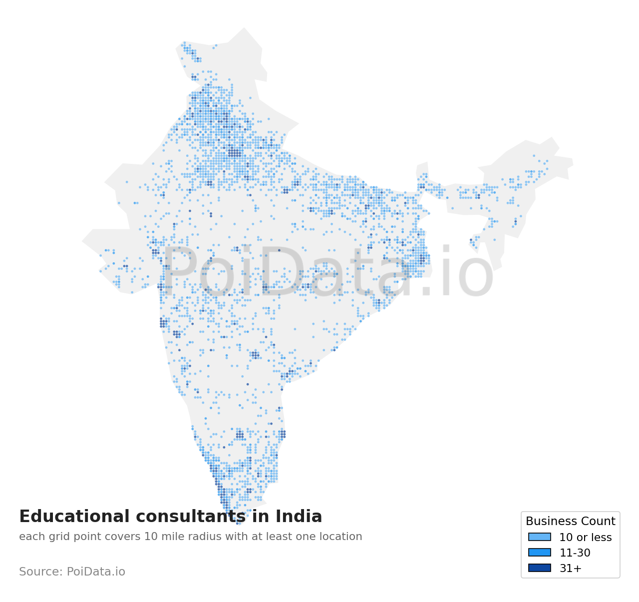Educational consultant density map for India