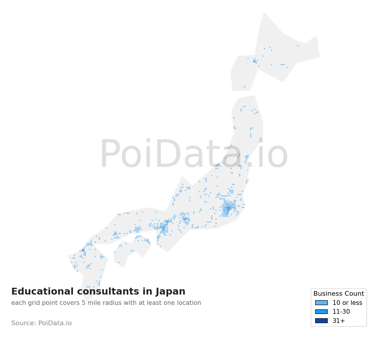 Educational consultant density map for Japan
