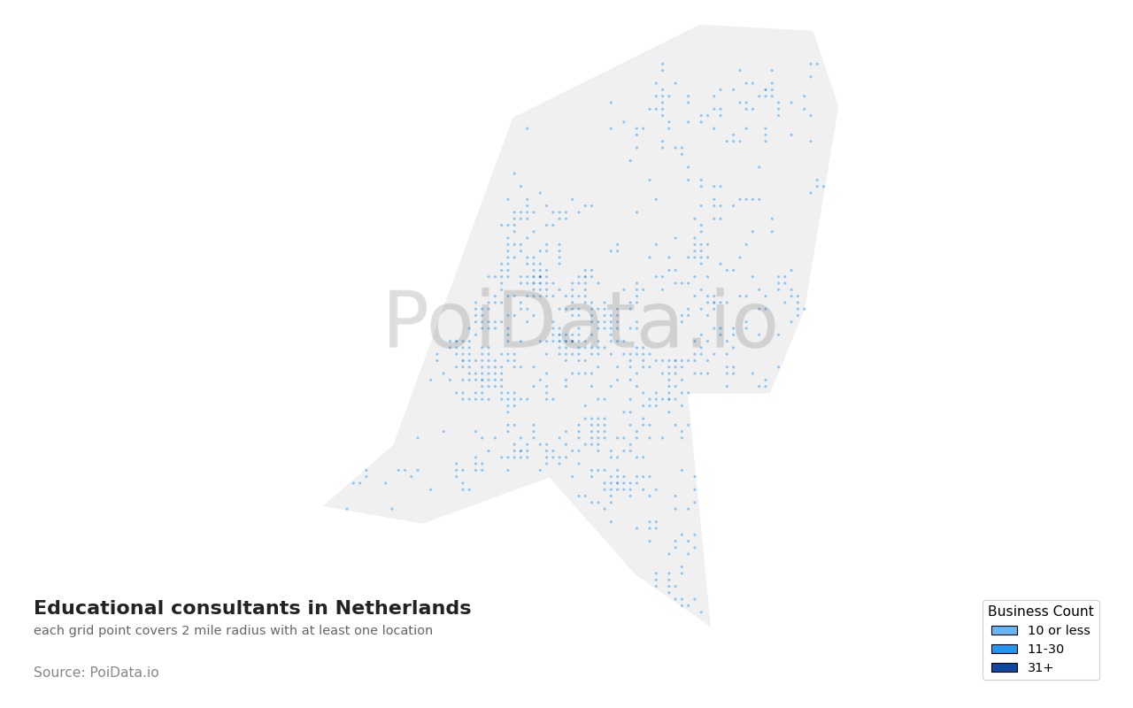 Educational consultant density map for Netherlands