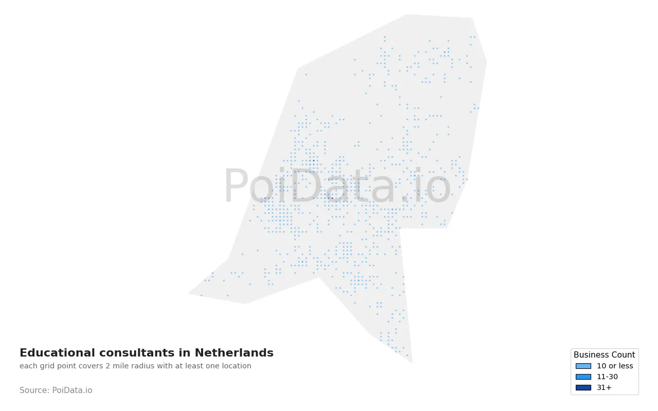 Educational consultant density map for Netherlands