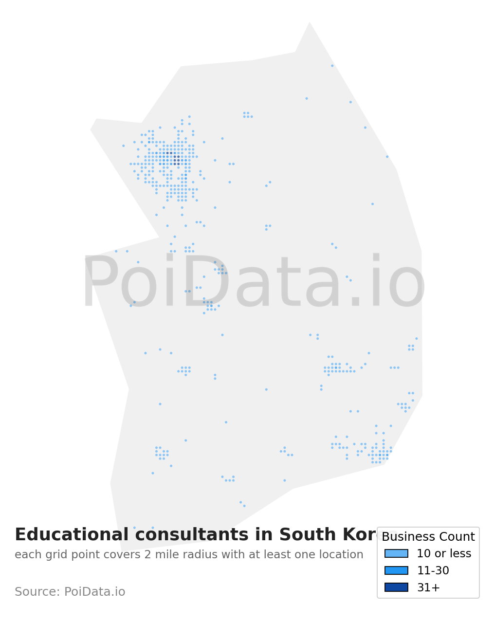 Educational consultant density map for South Korea