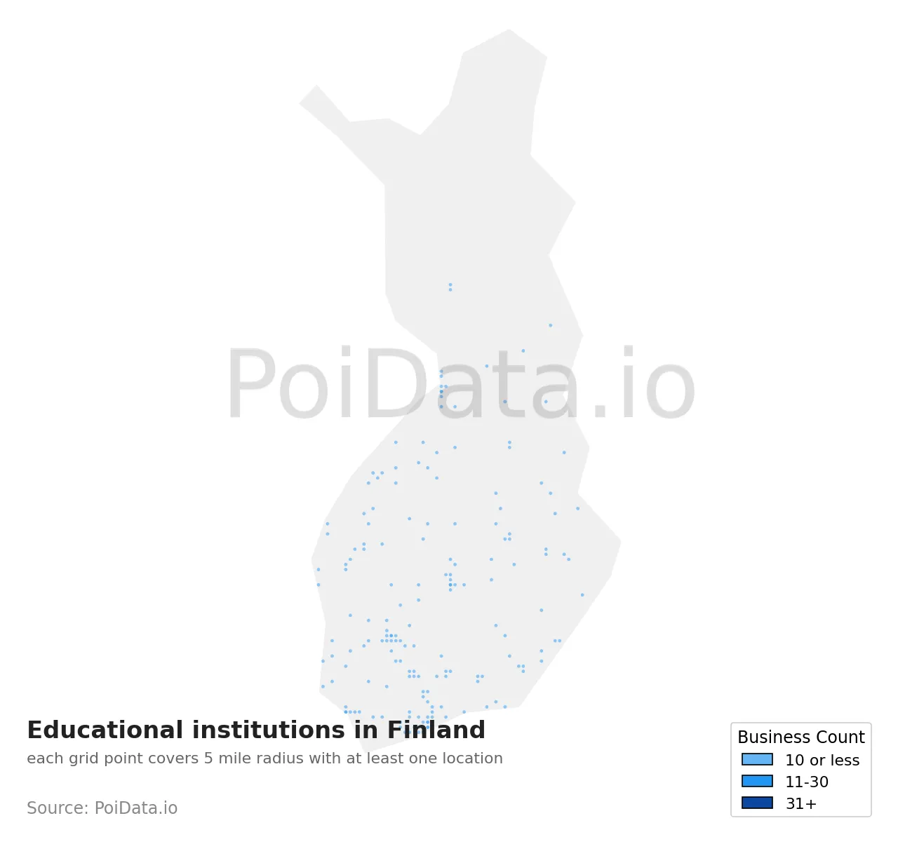 Educational institution density map for Finland