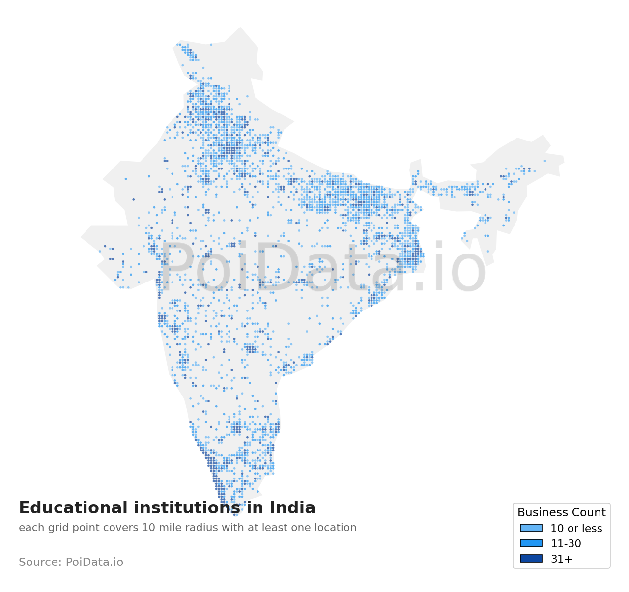 Educational institution density map for India