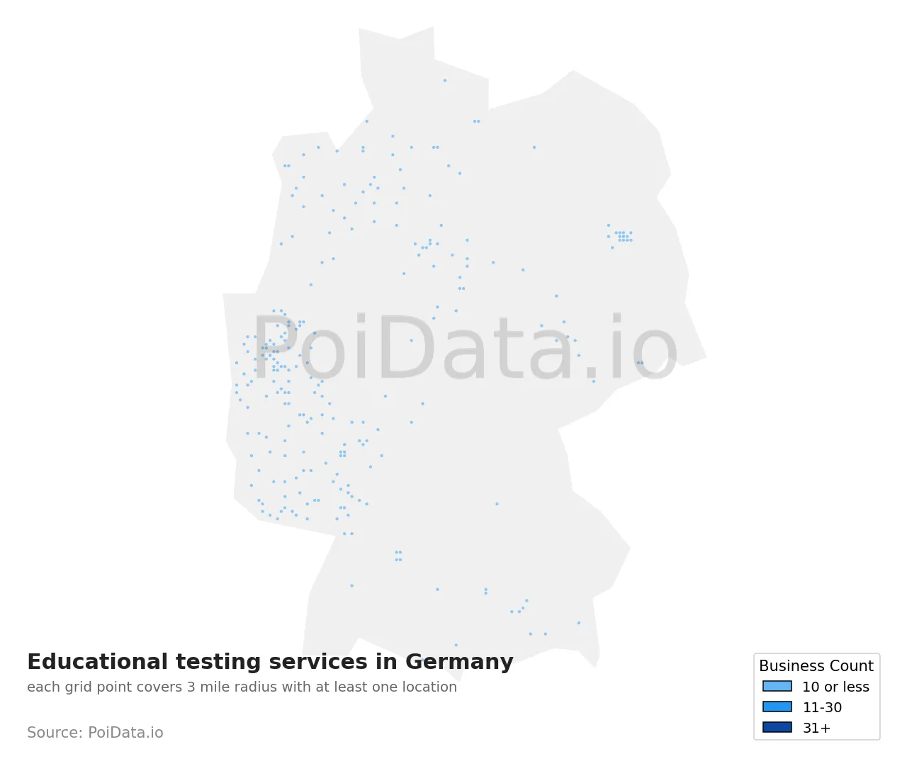 Educational testing service density map for Germany