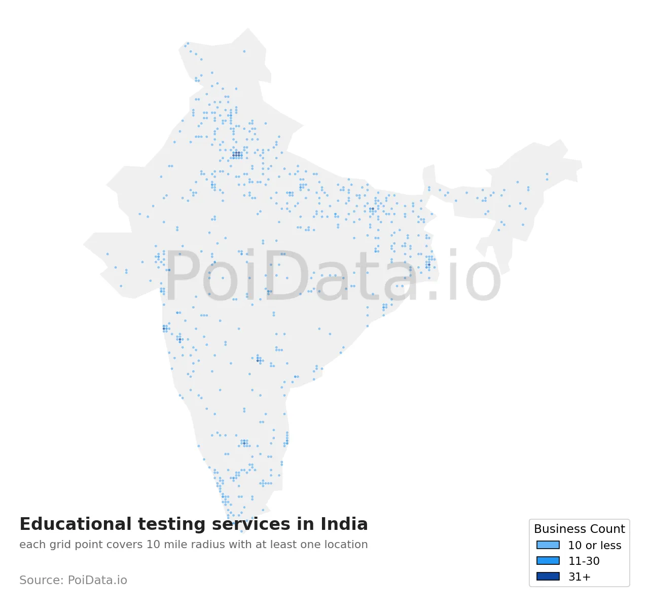 Educational testing service density map for India