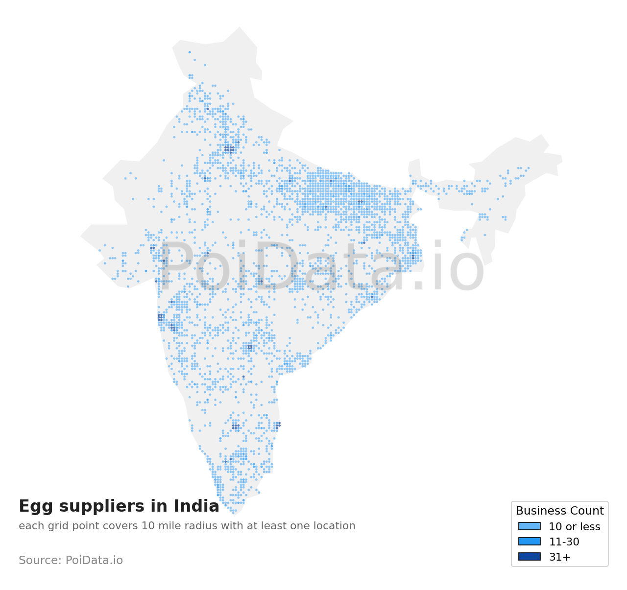Egg supplier density map for India
