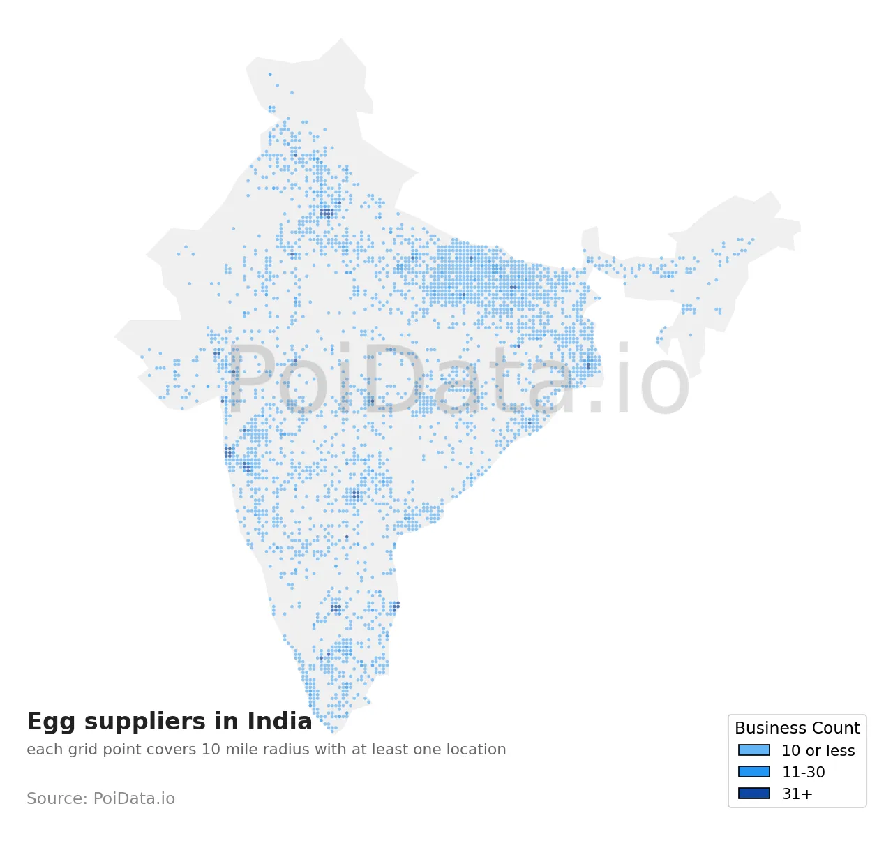 Egg supplier density map for India
