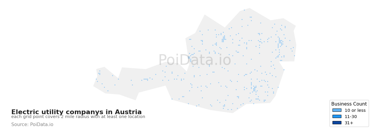 Electric utility company density map for Austria
