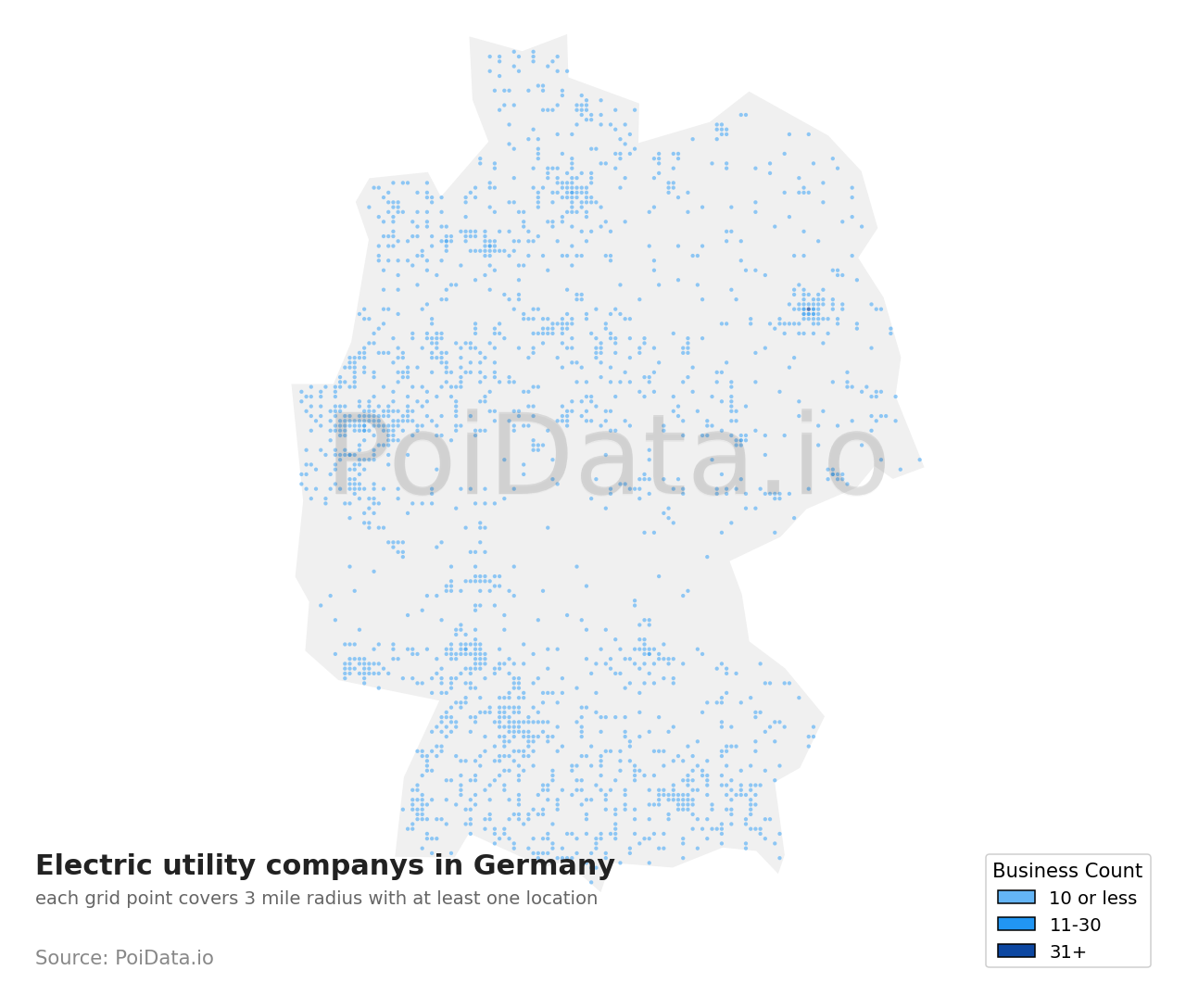 Electric utility company density map for Germany