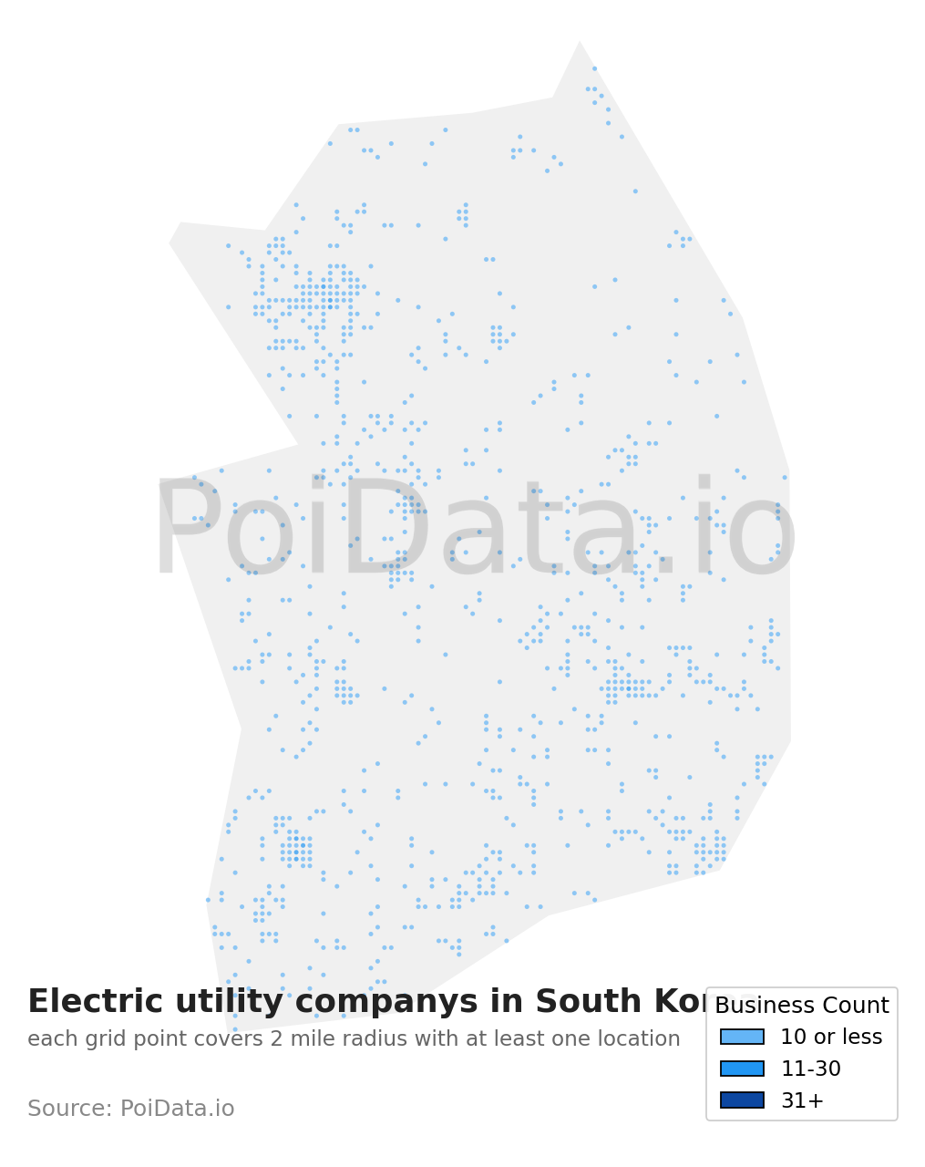 Electric utility company density map for South Korea