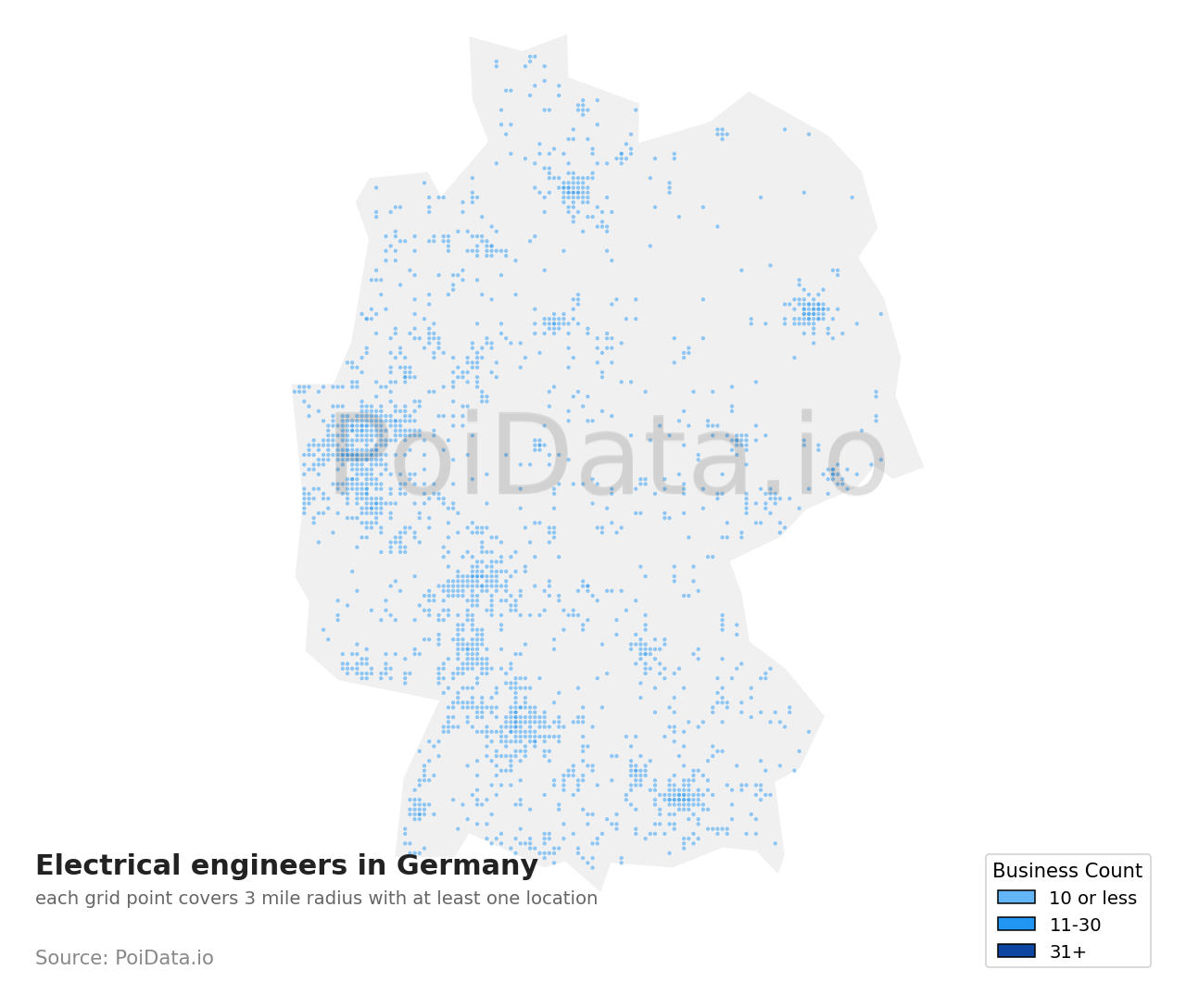 Electrical engineer density map for Germany