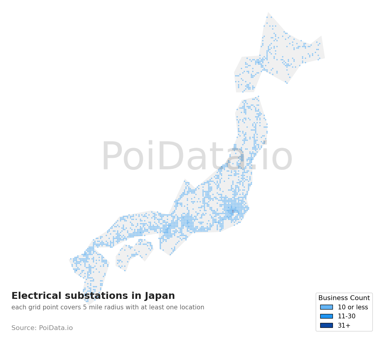 Electrical substation density map for Kanagawa, Japan