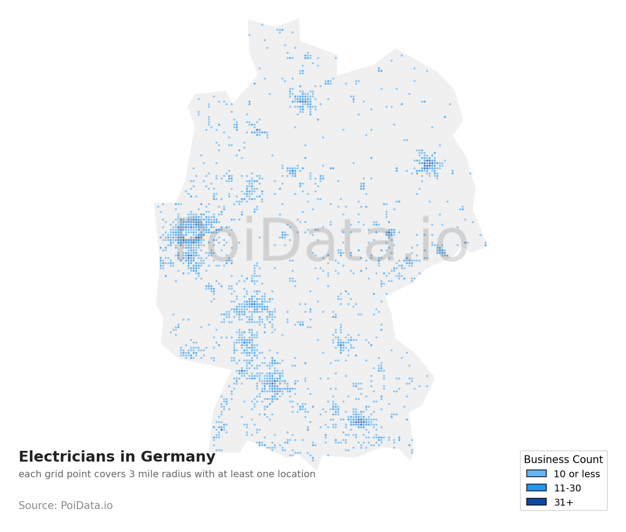 Electrician density map for Germany