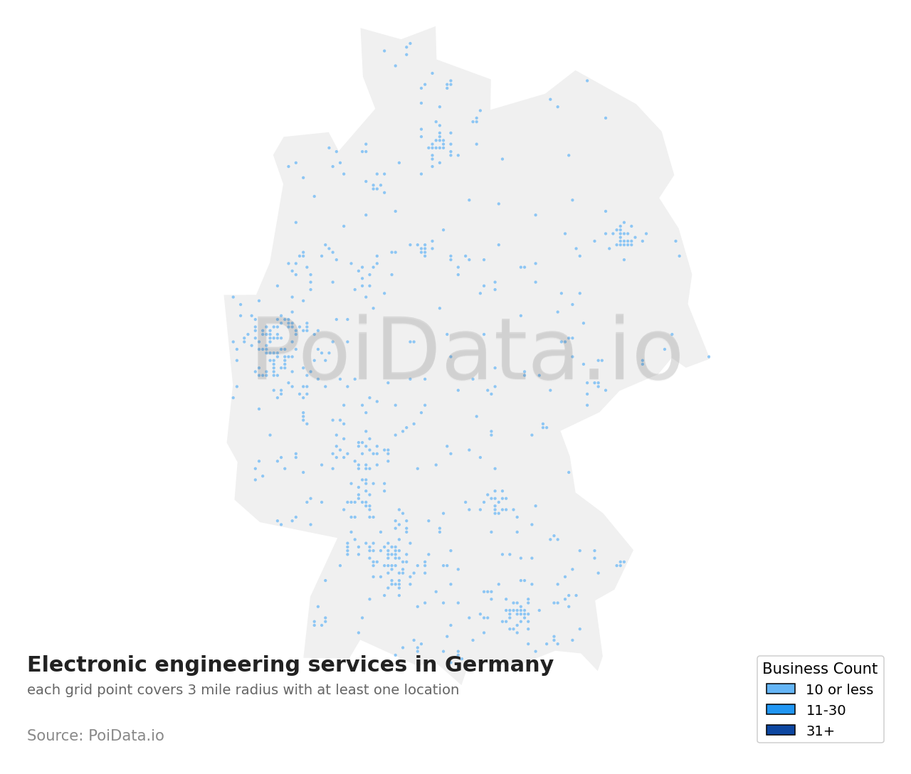 Electronic engineering service density map for Germany