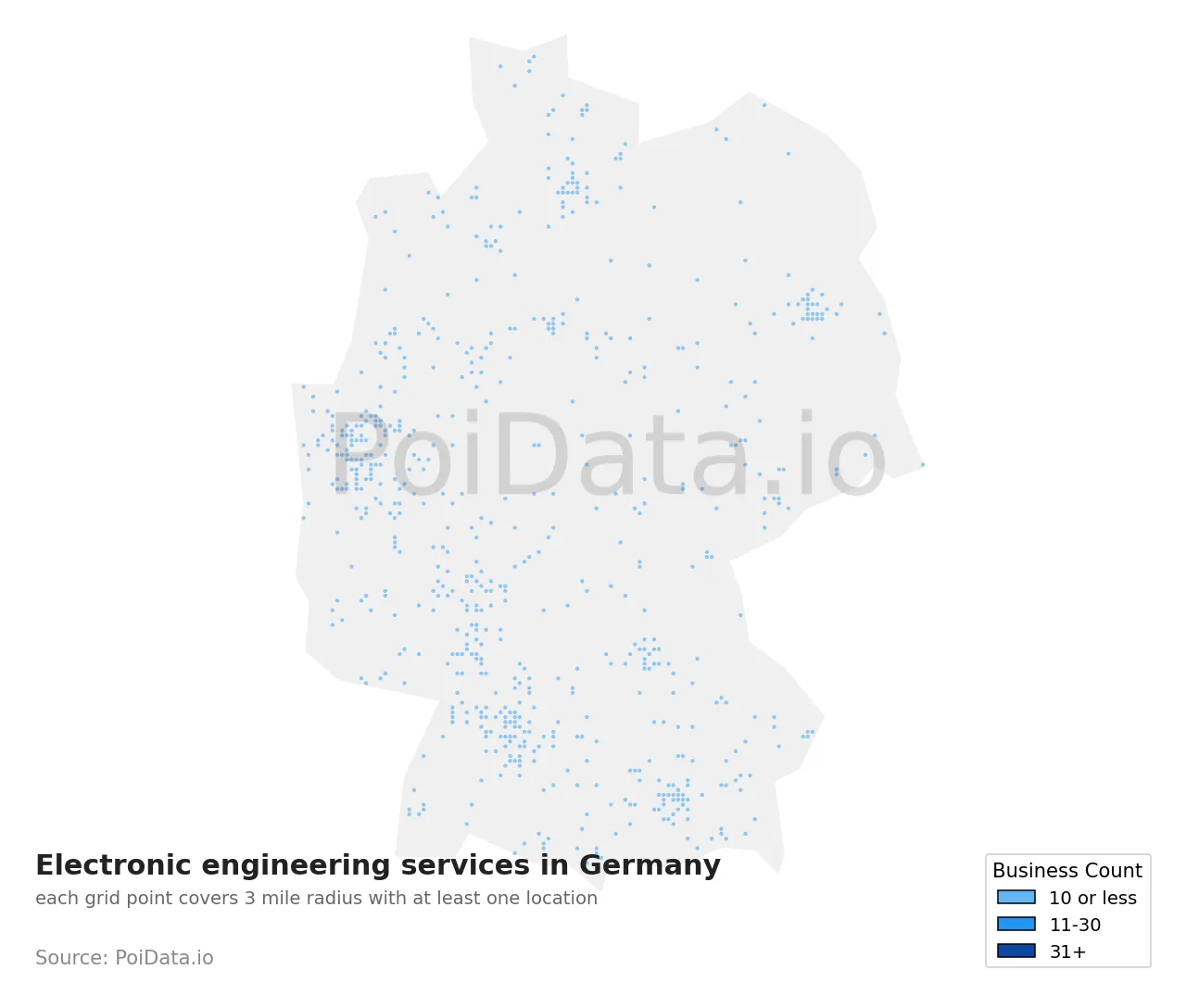 Electronic engineering service density map for Germany