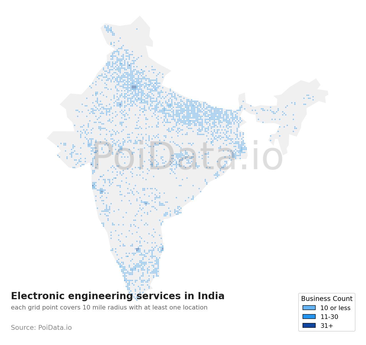 Electronic engineering service density map for India